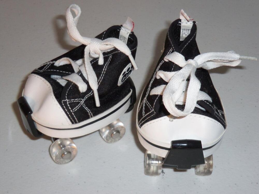 Build a Bear Roller Skates Sneakers Set Adjustable Black White -081935
